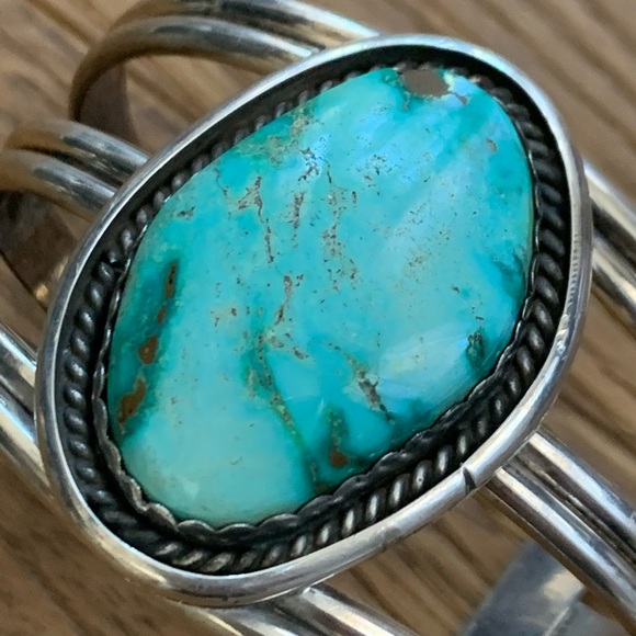 Vintage 78 gms Southwestern Turquoise Row Cuff Bracelet - Picture 13 of 14